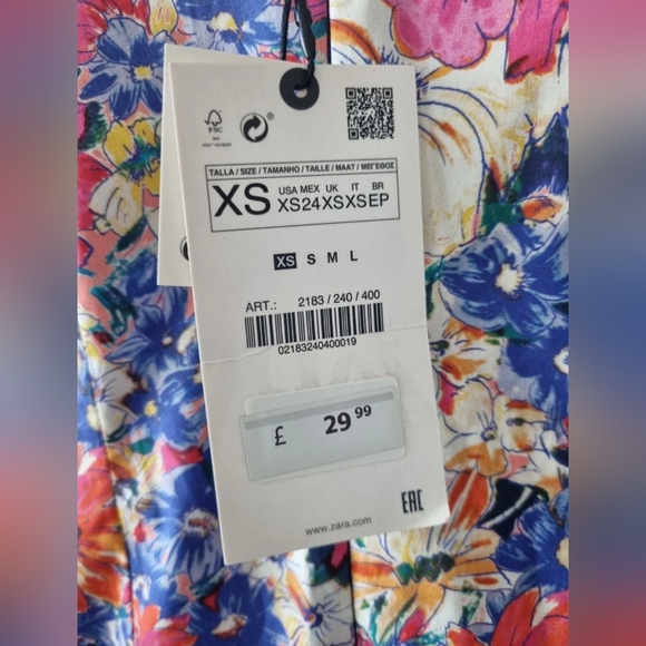 Zara "The Frida" Dress Blogger Fave Floral Puff Sleeve Size XS New - Picture 5 of 9